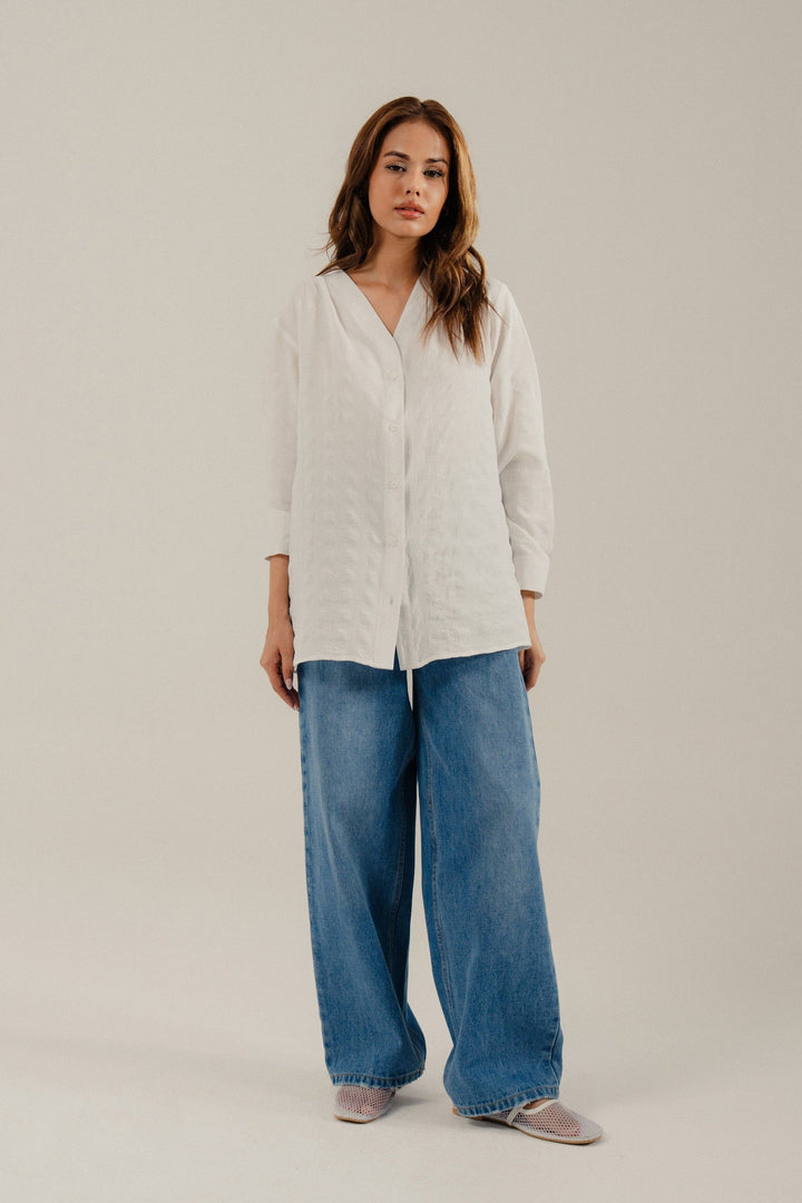 White Pleated Blouse