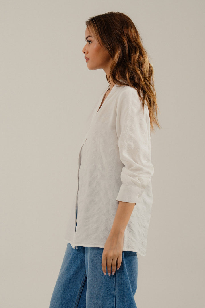 White Pleated Blouse