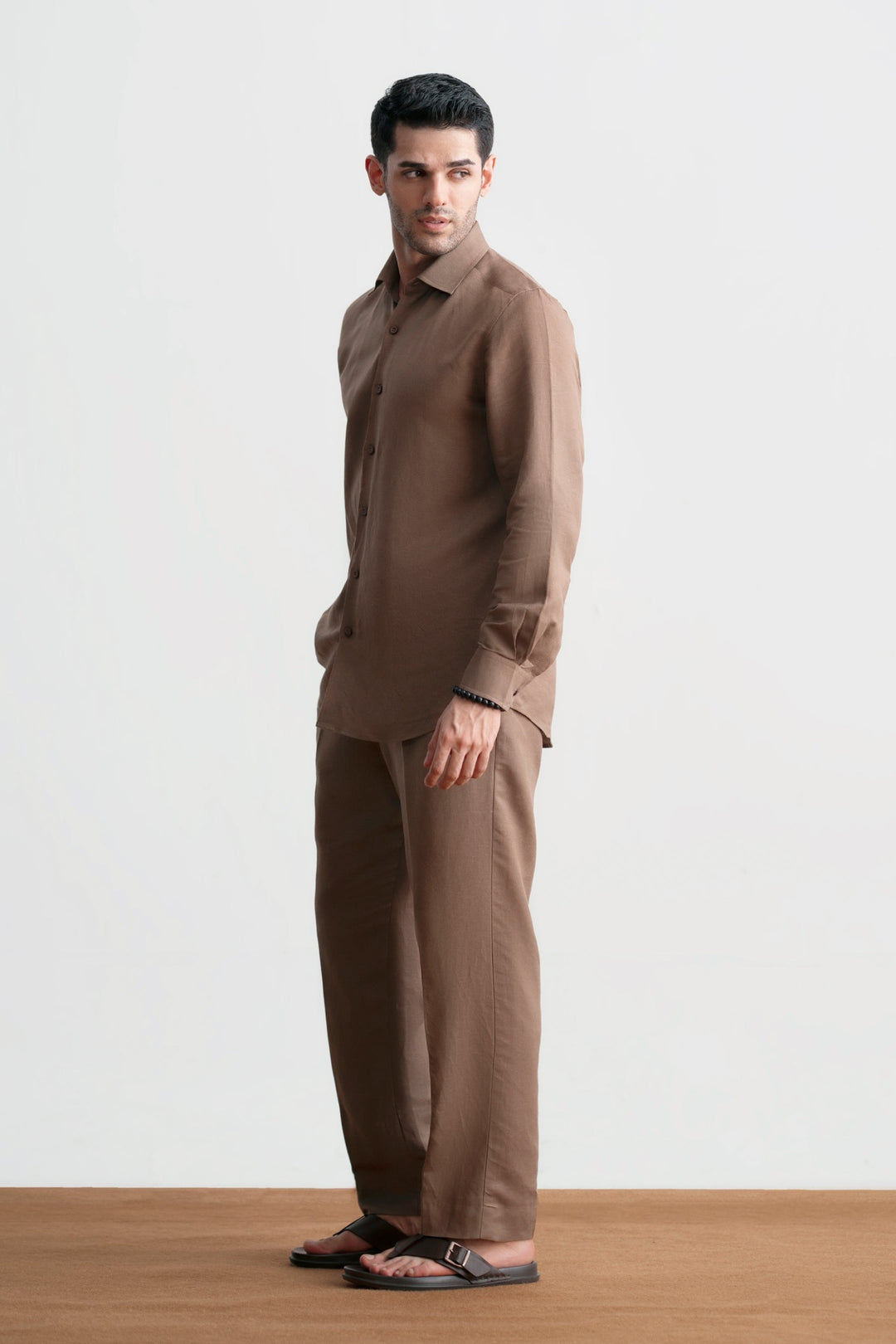 Chocolate Brown Linen Co-Ord Set