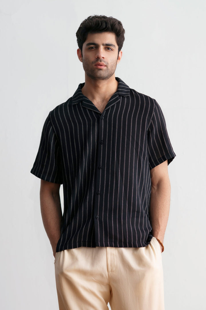Black Striped Resort Shirt