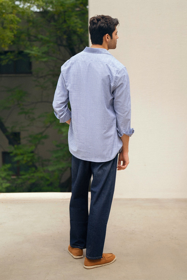 Blue Striped Linen Shirt