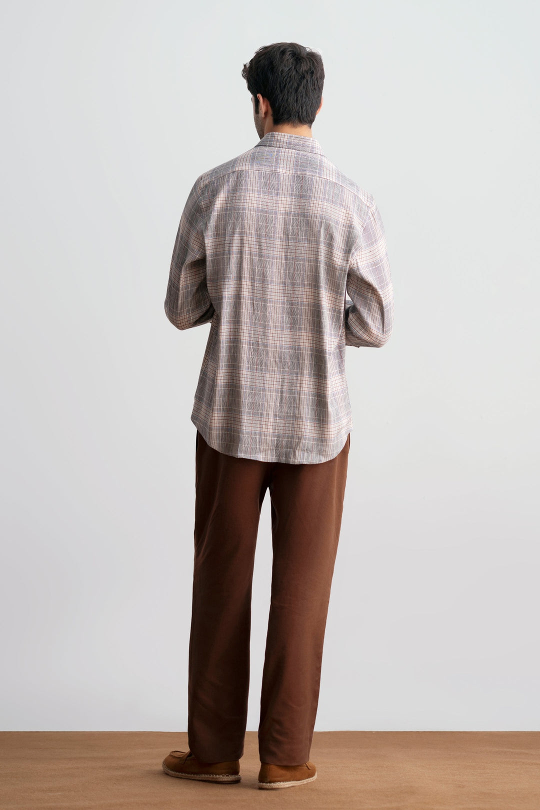Brown Chequered Linen Shirt