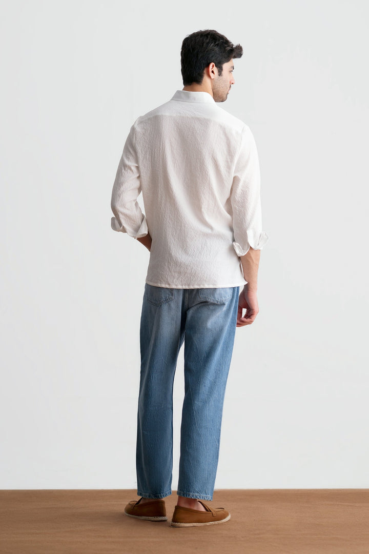 White Polo Textured Shirt