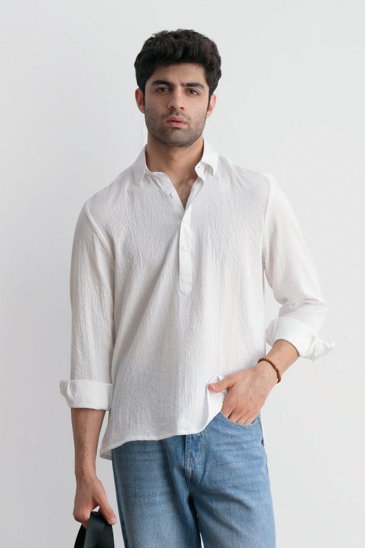 White Polo Textured Shirt