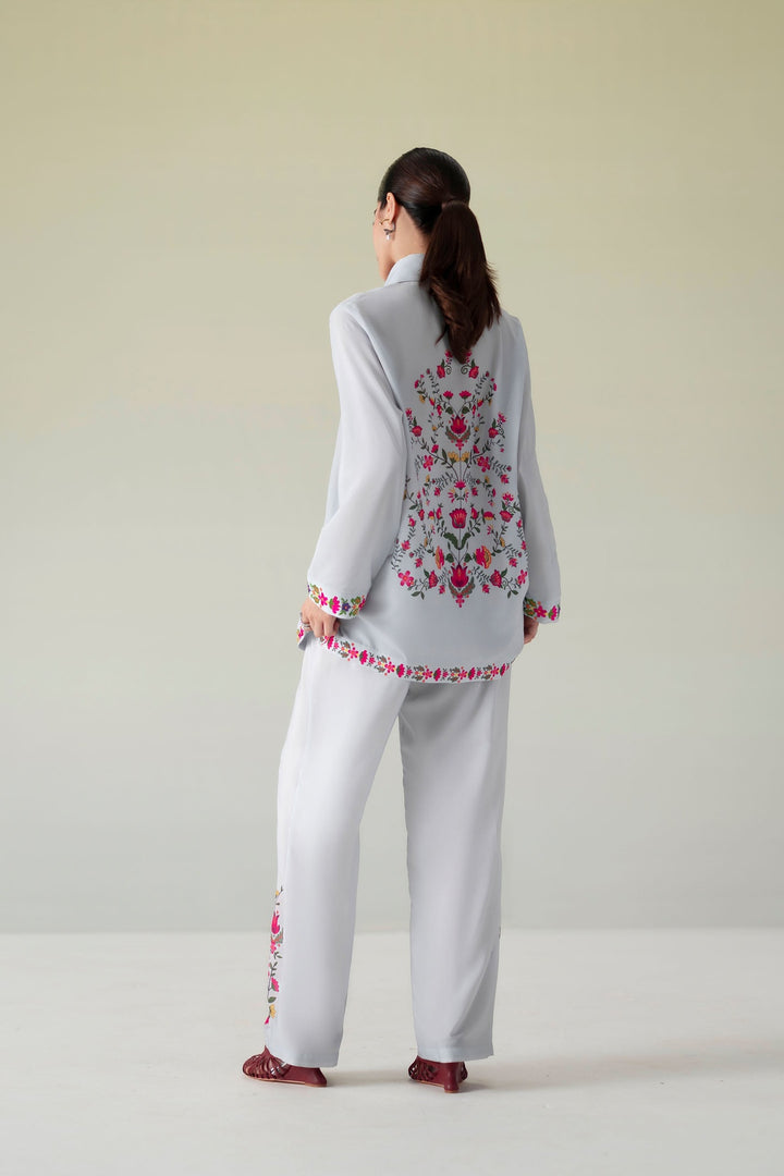 Light Grey  Embroidered Co-Ord