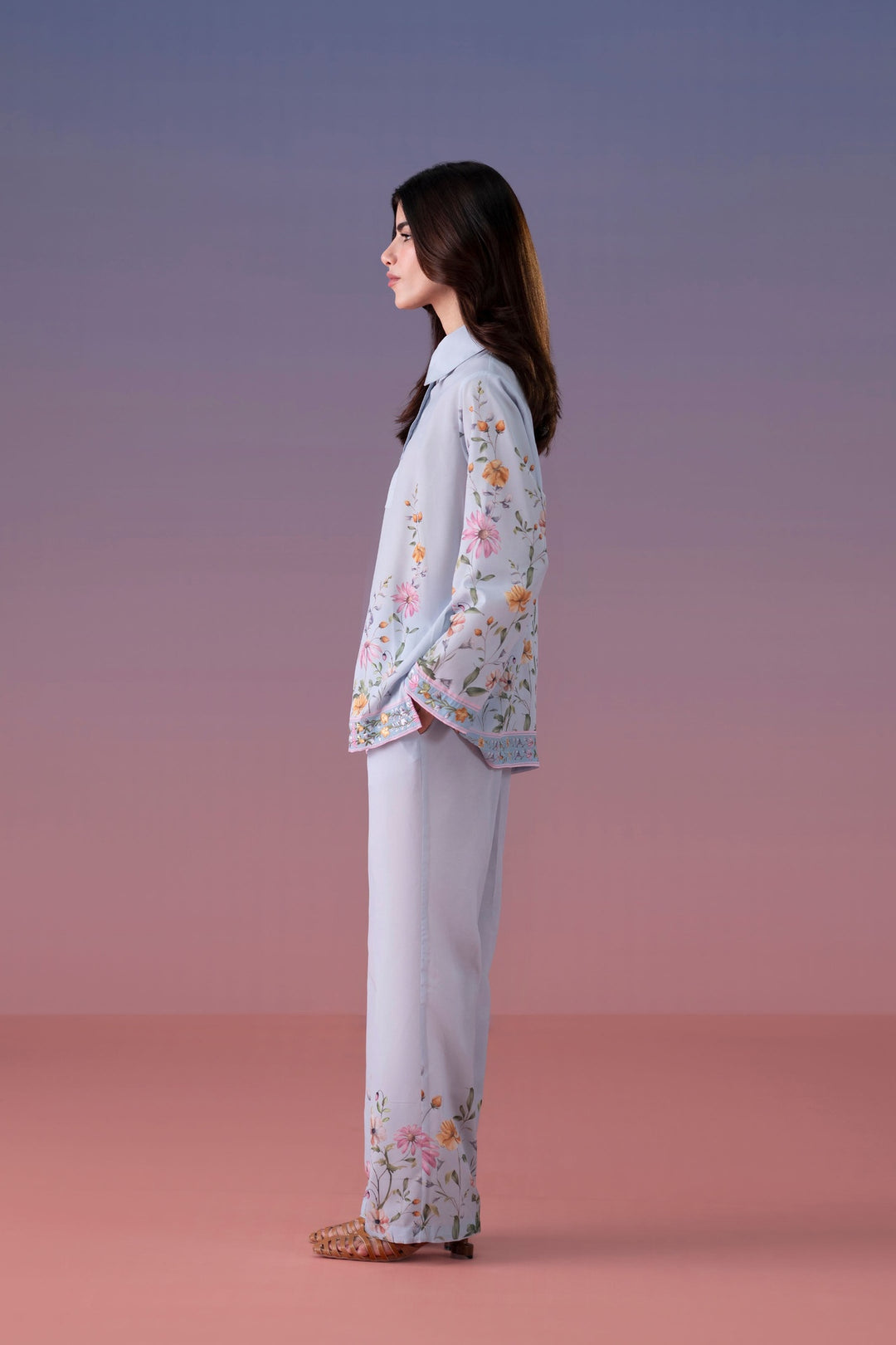 Sky Blue Embroidered Co-Ord