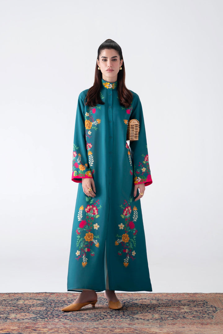 Teal Embroidered Dress