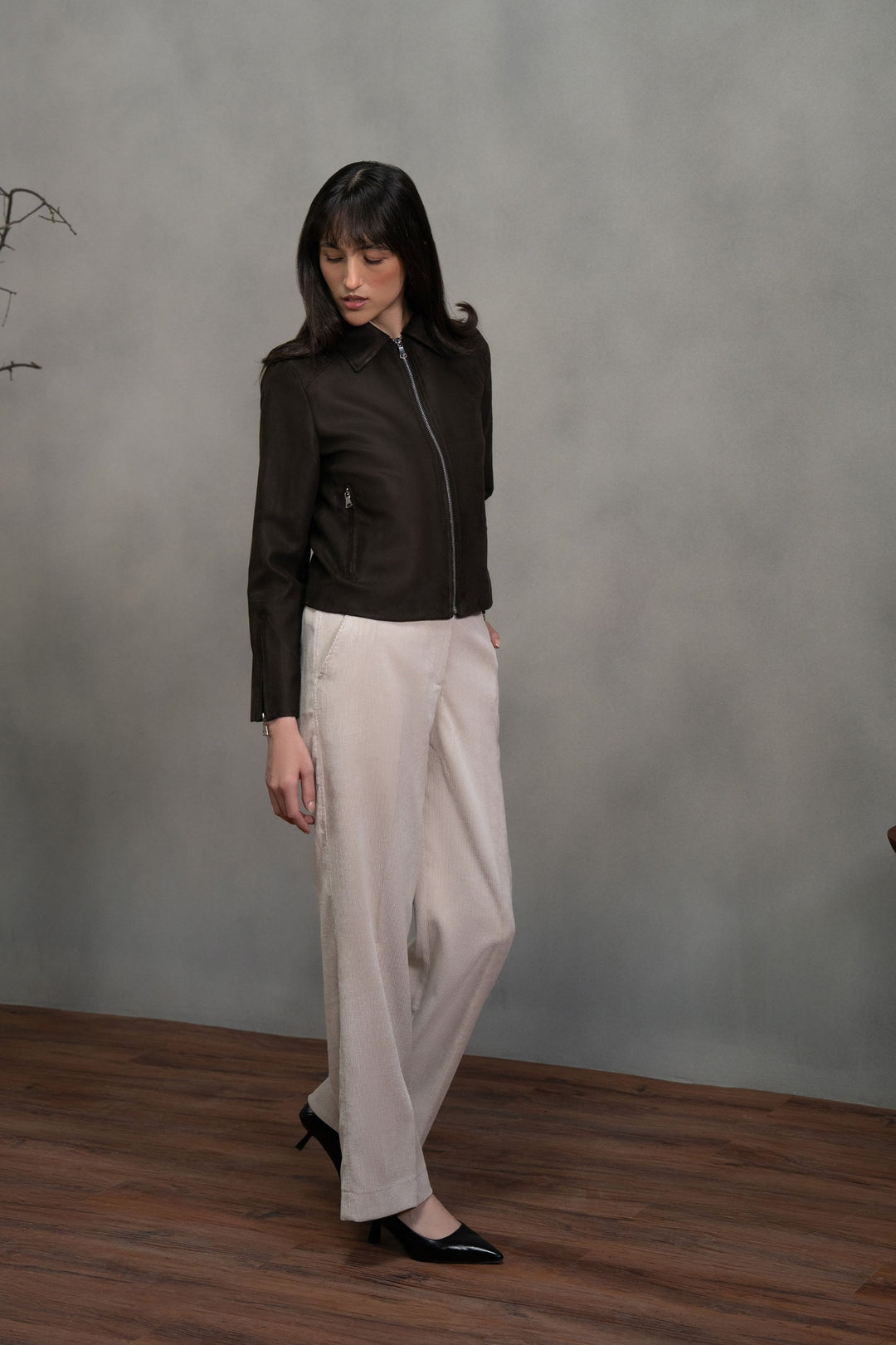Brown Suede Jacket with Zip