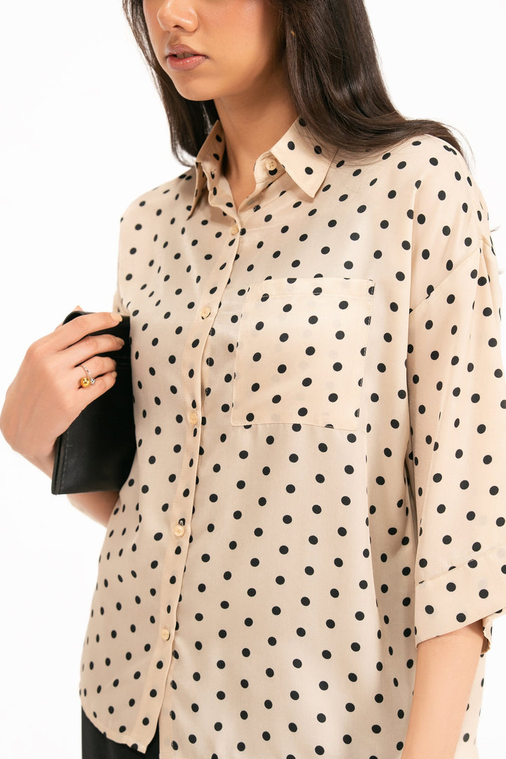 Beige Polka Dot Shirt