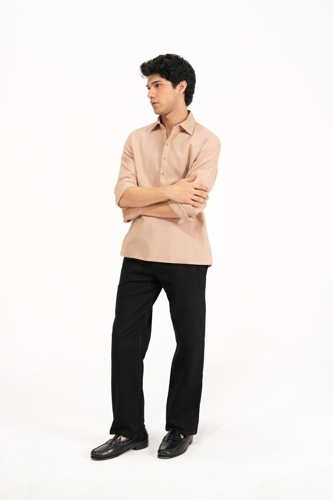 Beige Textured Polo