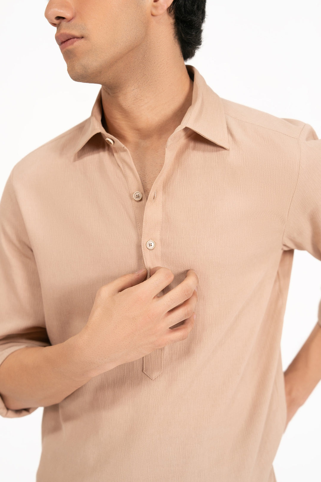 Beige Textured Polo
