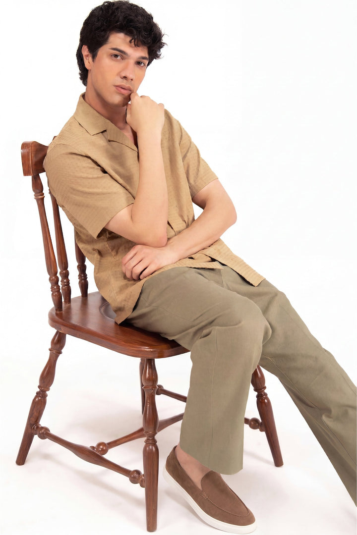Beige Textured Resort Shirt
