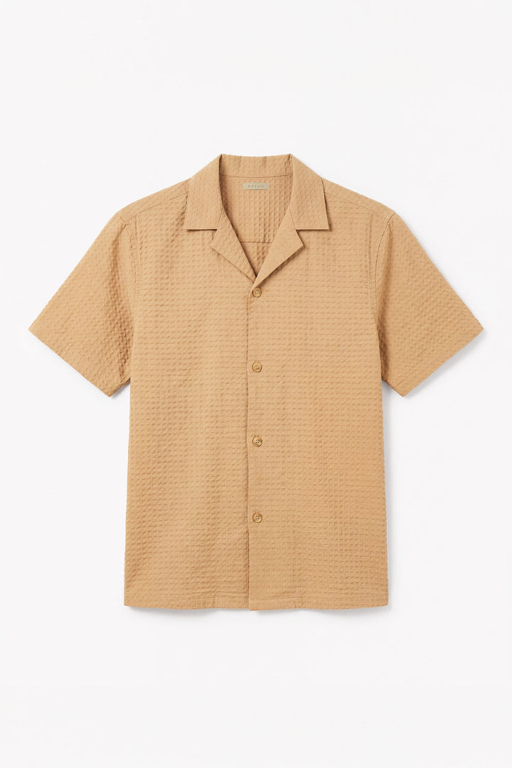 Beige Textured Resort Shirt