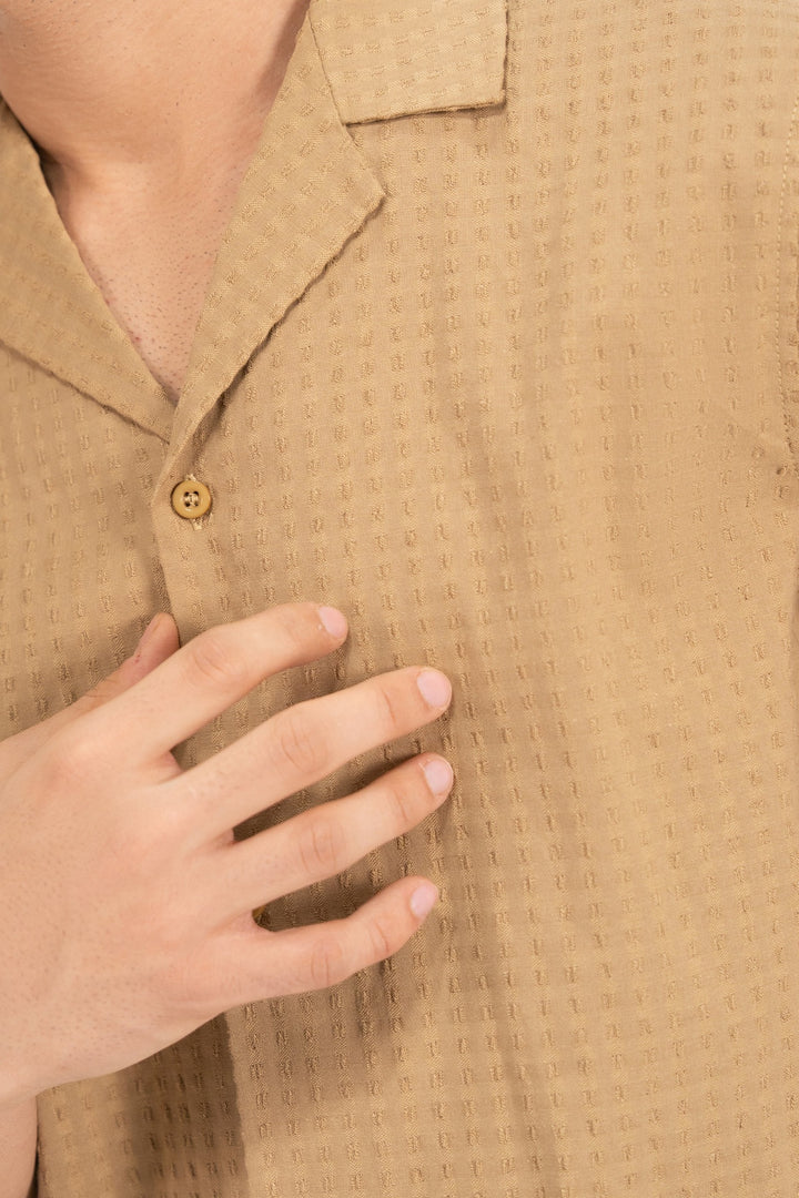 Beige Textured Resort Shirt