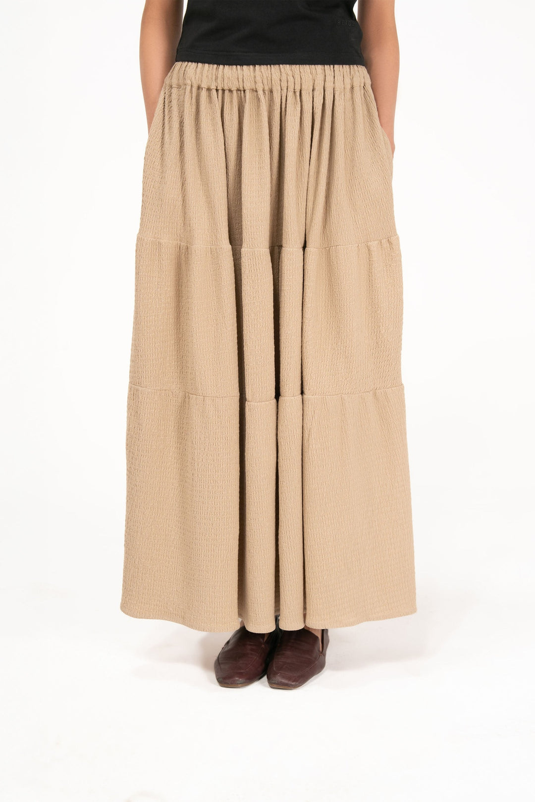 Beige Tiered Skirt