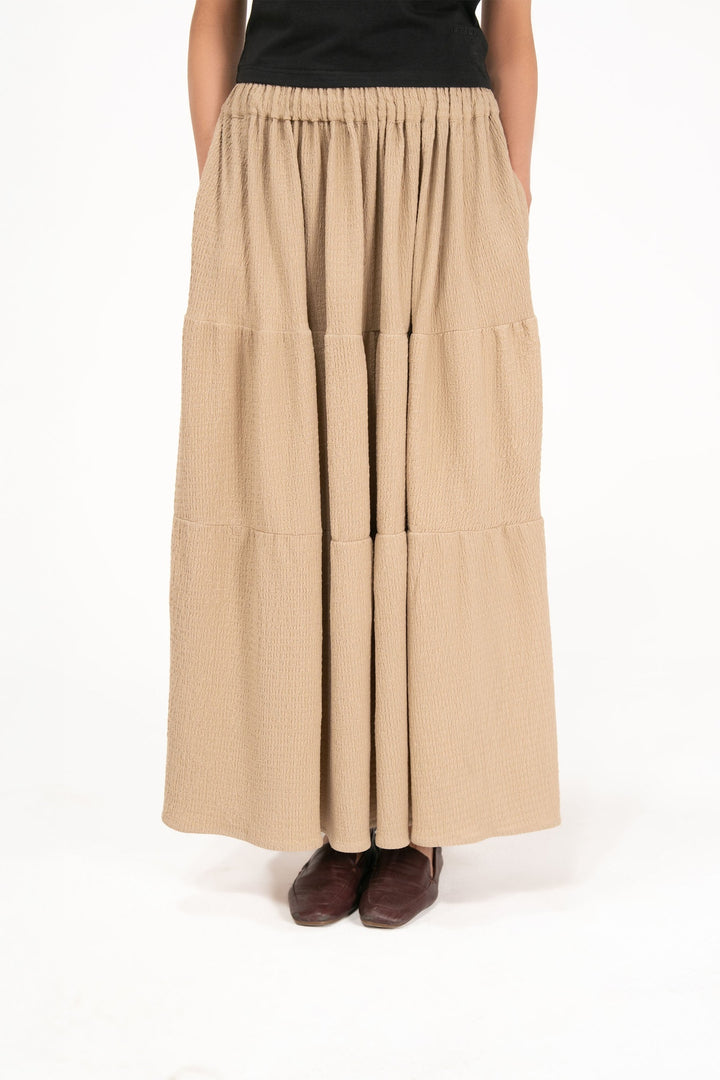 Beige Tiered Skirt