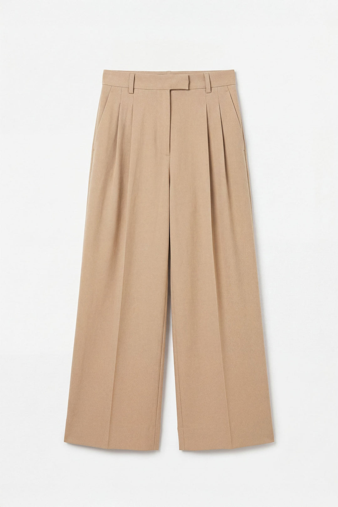 Beige Wide Leg Trouser With Darts