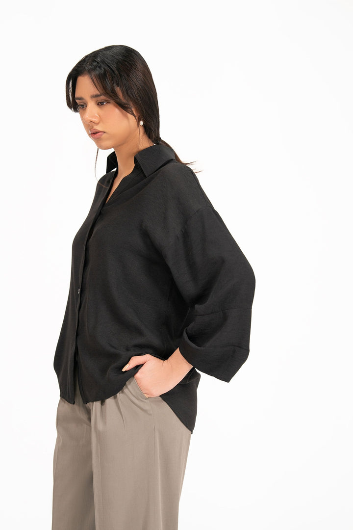 Black Shirt With Turnup Sleeves
