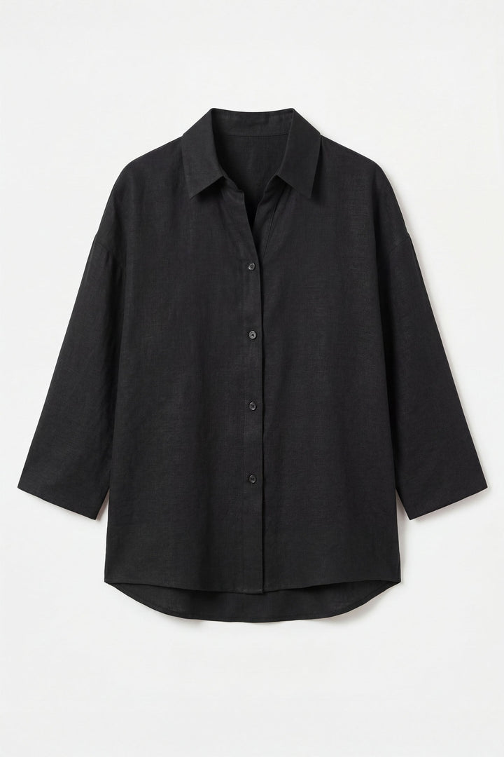 Black Shirt With Turnup Sleeves