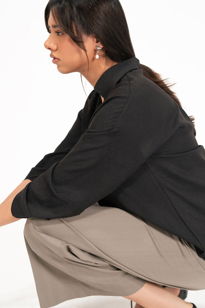 Black Shirt With Turnup Sleeves