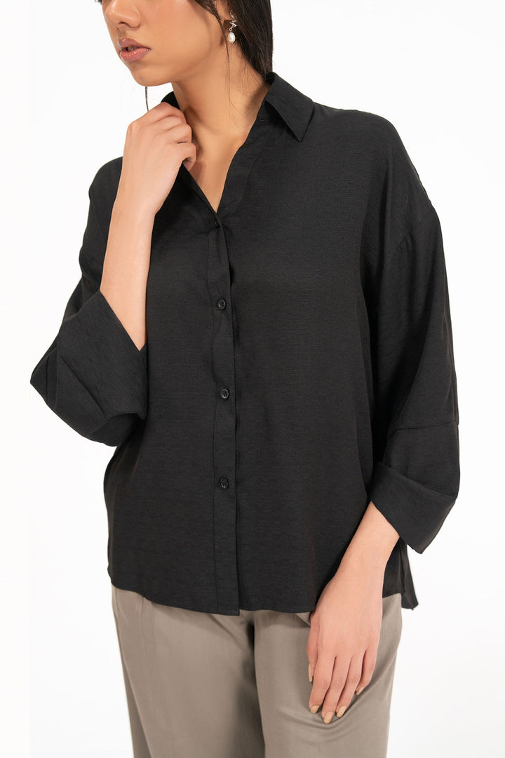 Black Shirt With Turnup Sleeves