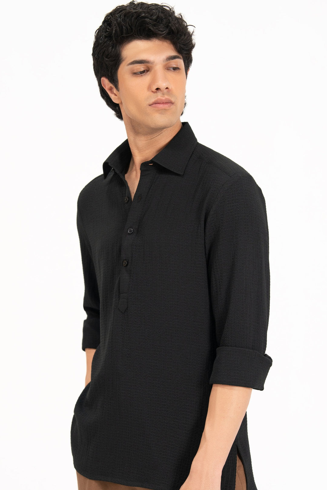 Black Textured Polo