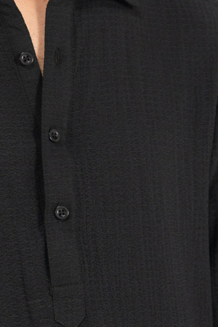 Black Textured Polo