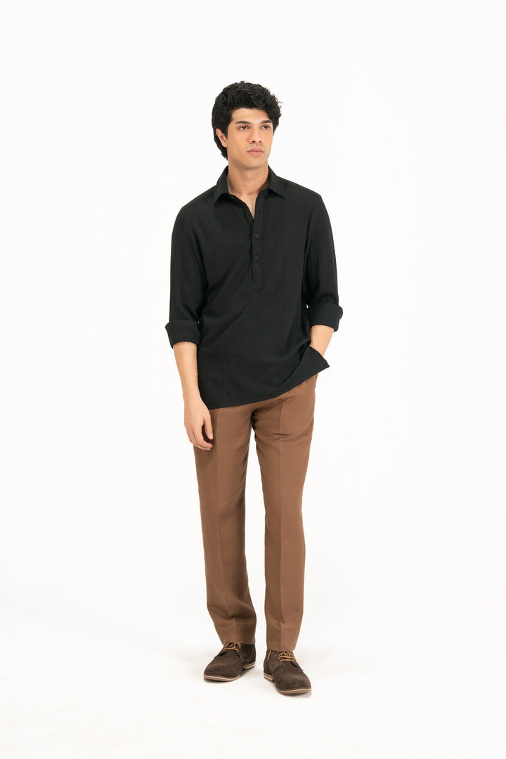 Black Textured Polo