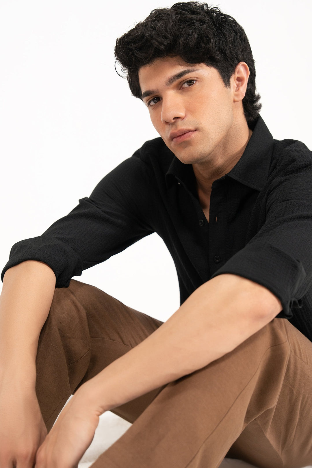 Black Textured Polo