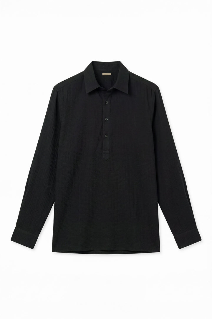 Black Textured Polo