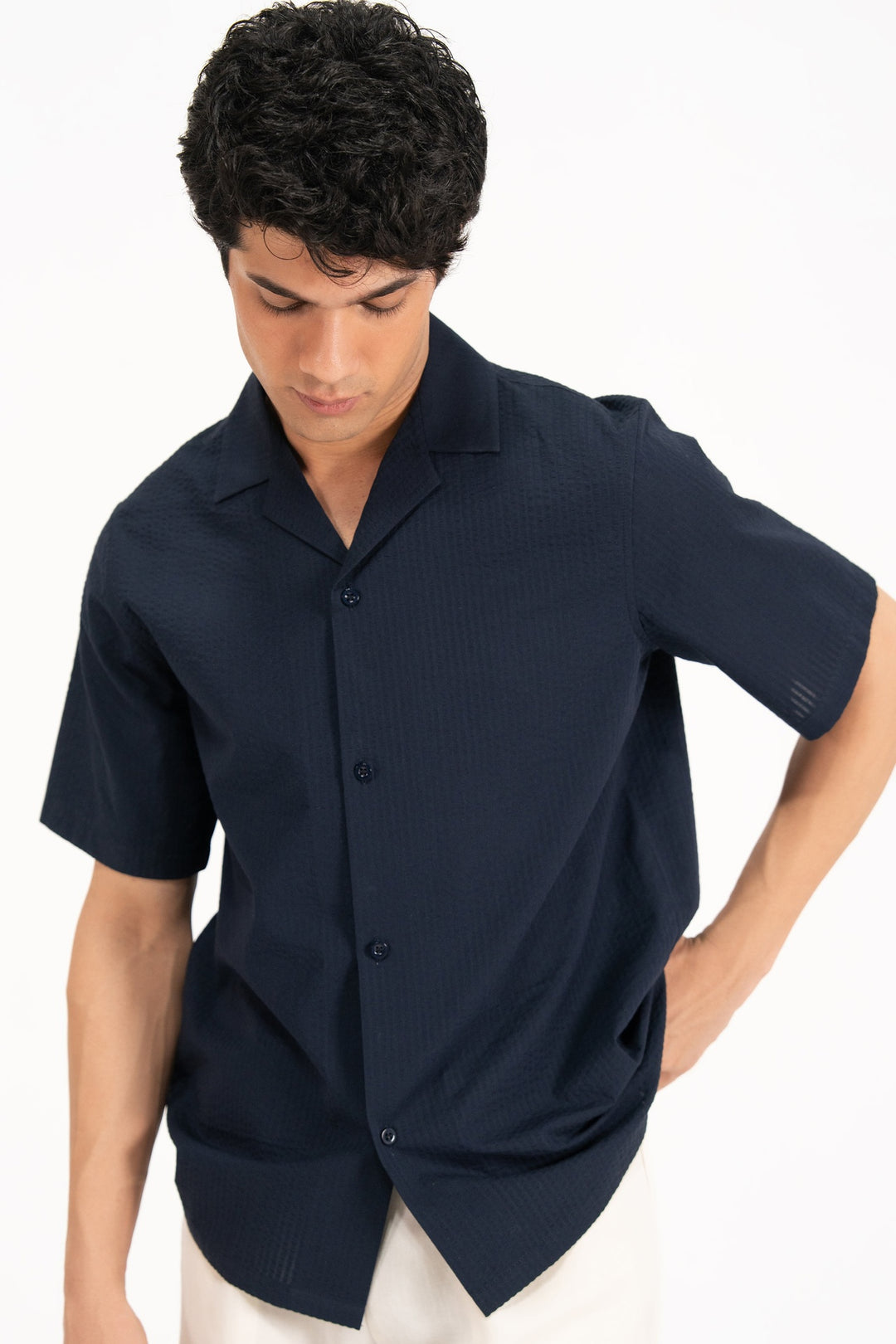 Blue Seersucker Resort Shirt