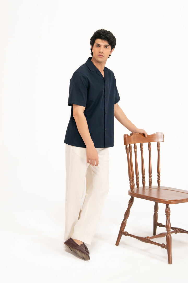 Blue Seersucker Resort Shirt