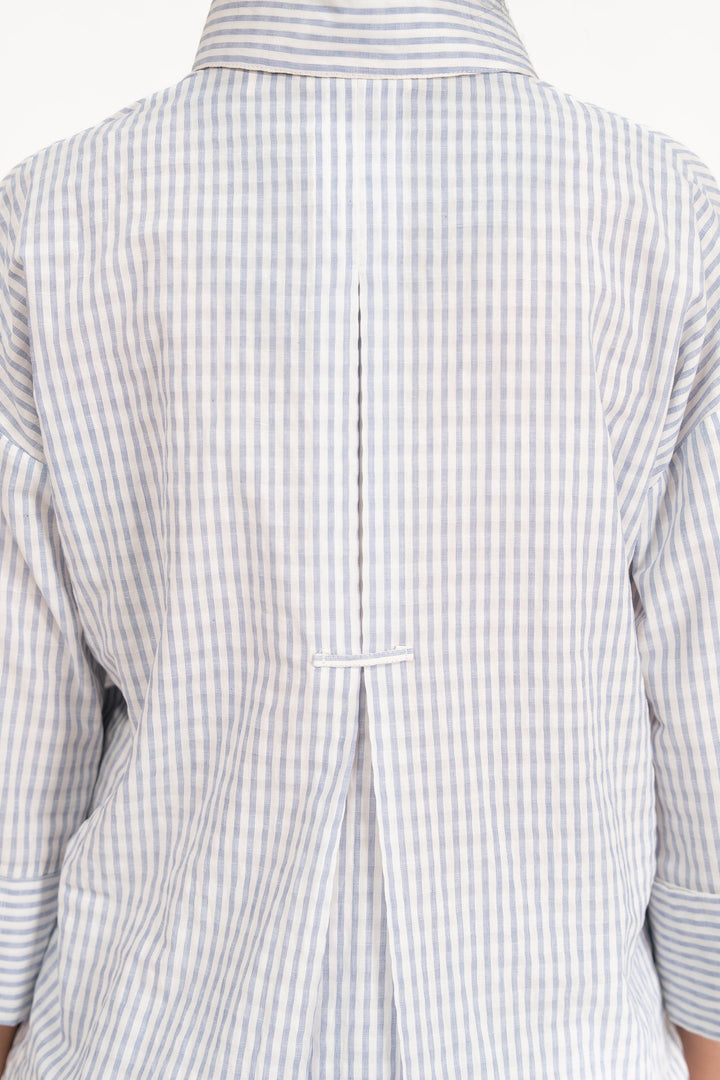 Blue Shirt With Turnup Sleeves