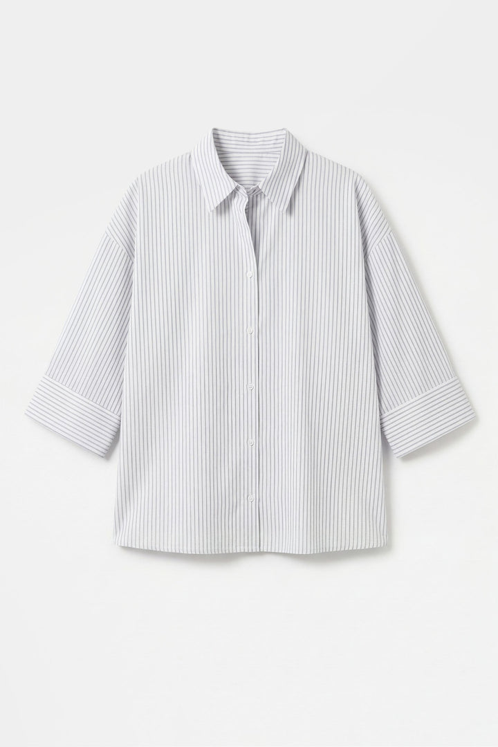 Blue Shirt With Turnup Sleeves