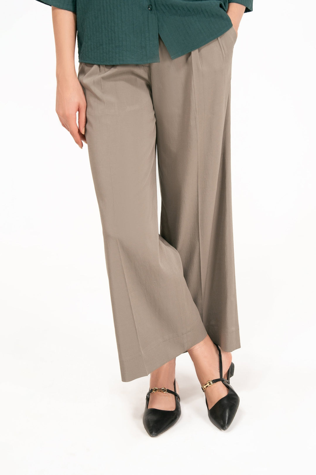 Grey Linen Wide Leg Trouser