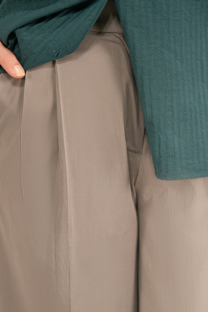 Grey Linen Wide Leg Trouser