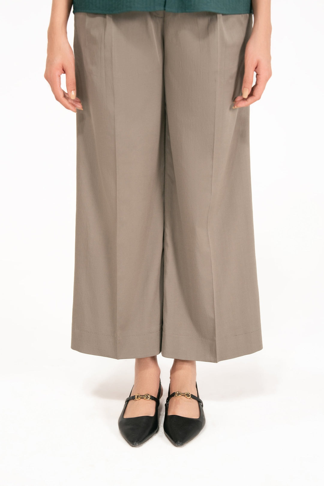 Grey Linen Wide Leg Trouser