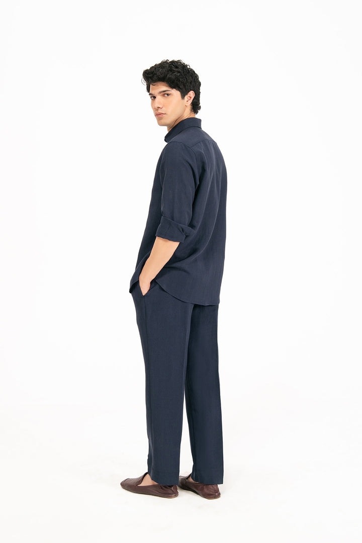 Navy Blue Linen Co-Ord Set