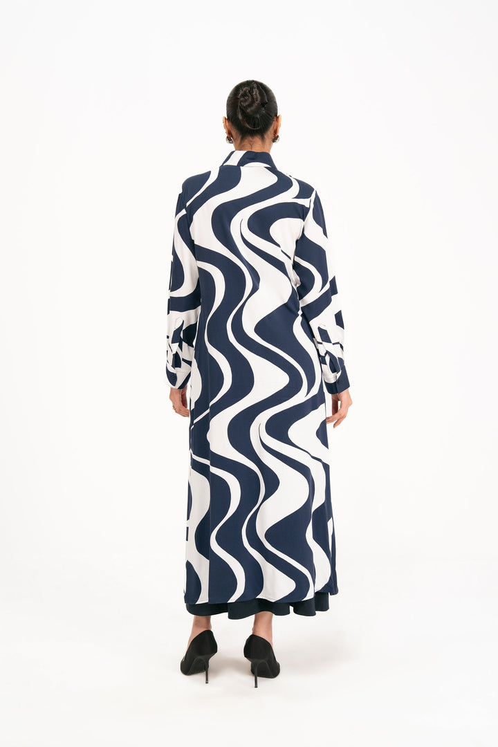 Navy Printed Long Dress