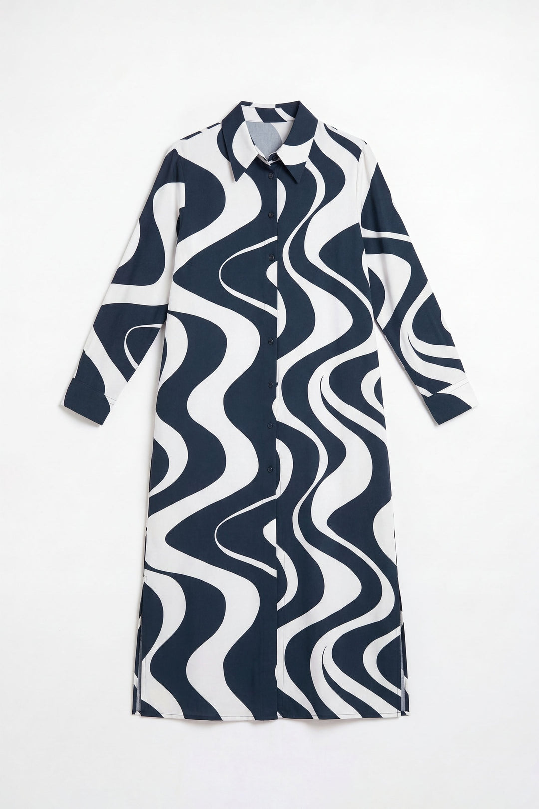 Navy Printed Long Dress