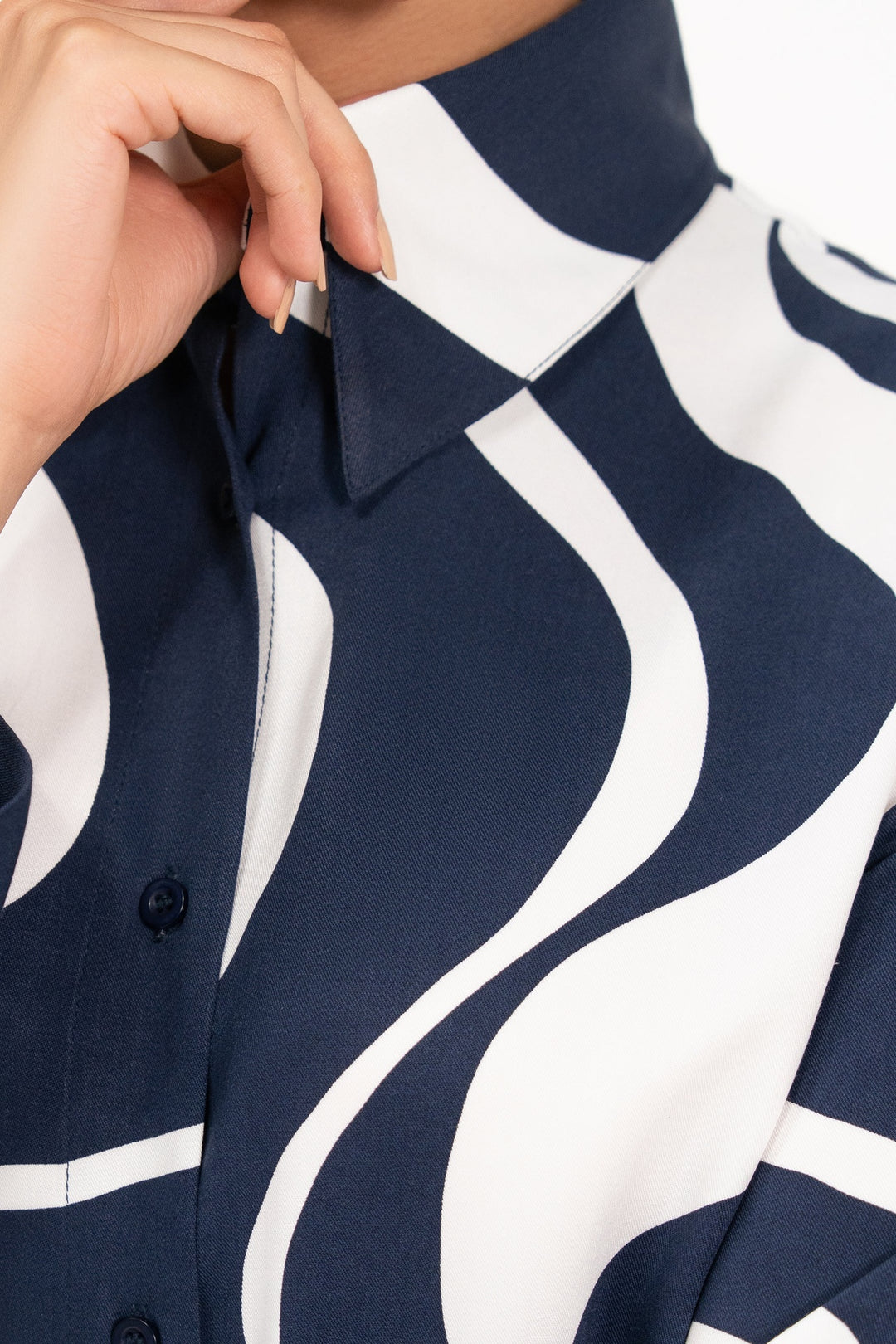 Navy Printed Long Dress