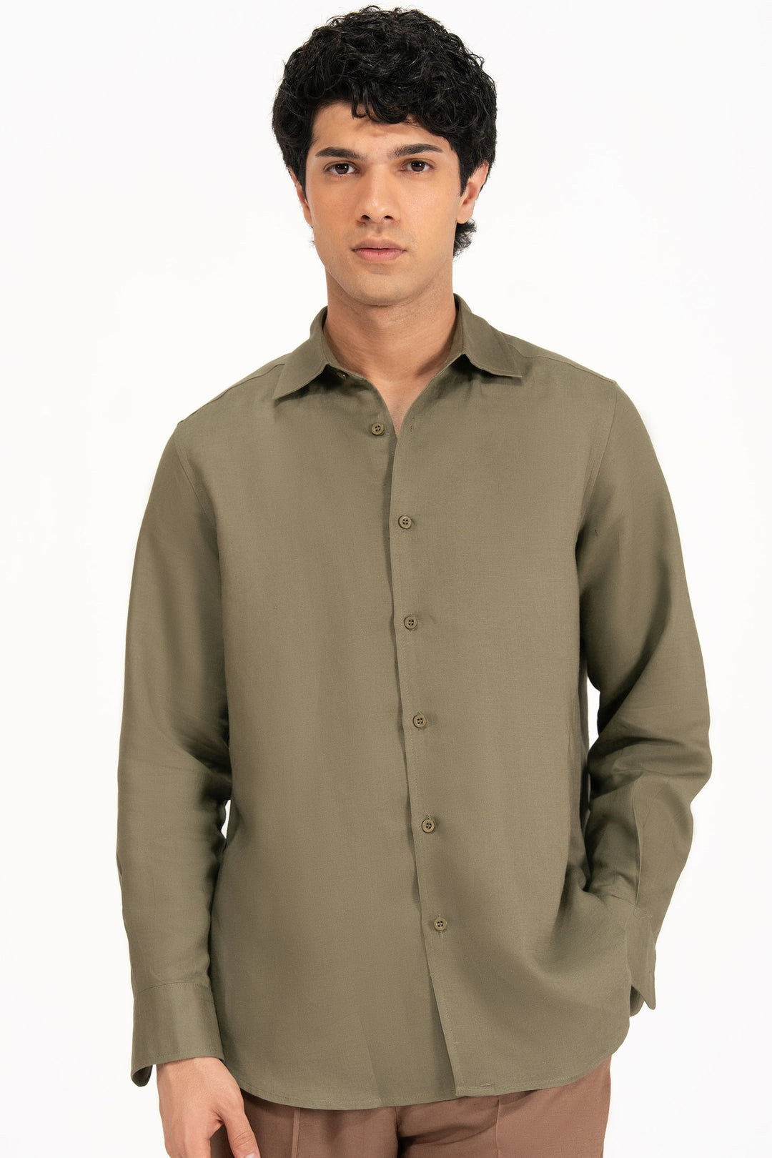 Olive Linen Shirt