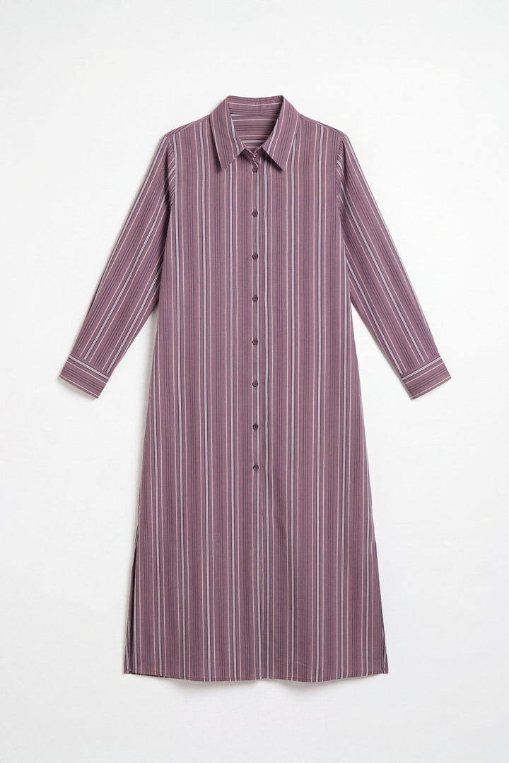 Purple Striped Long Dress