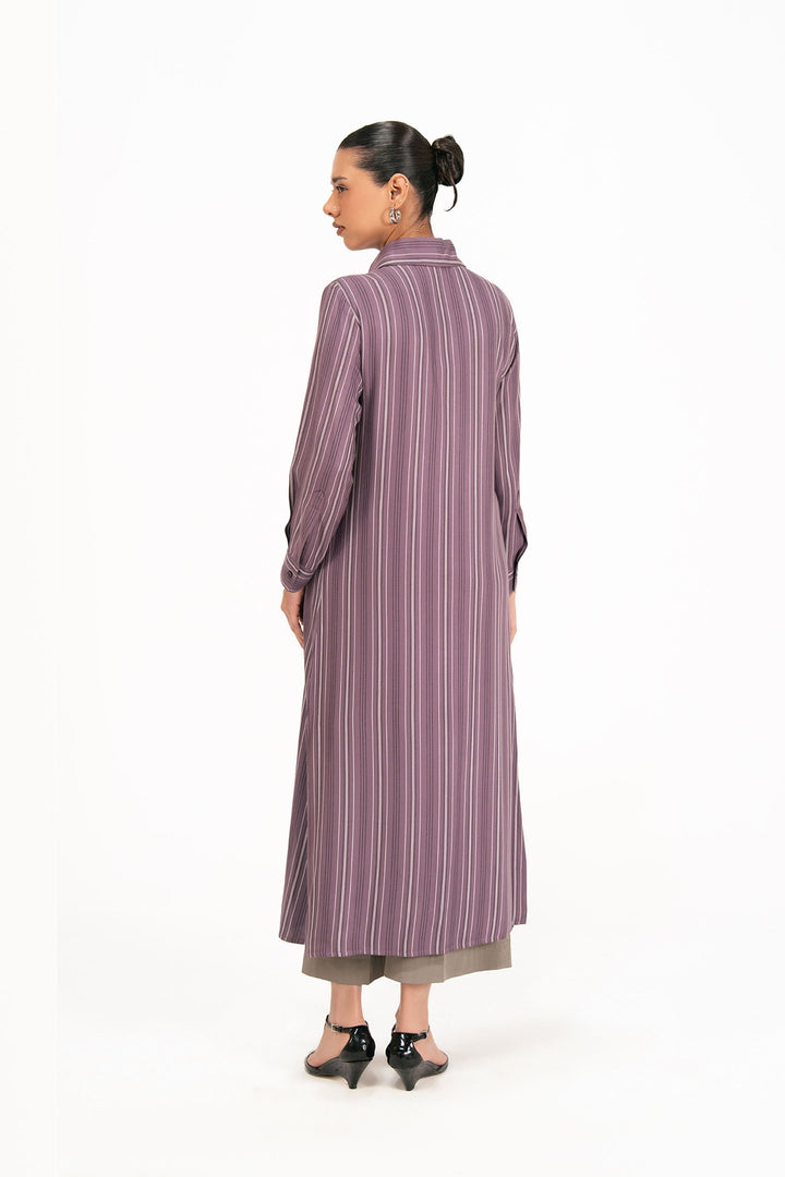 Purple Striped Long Dress