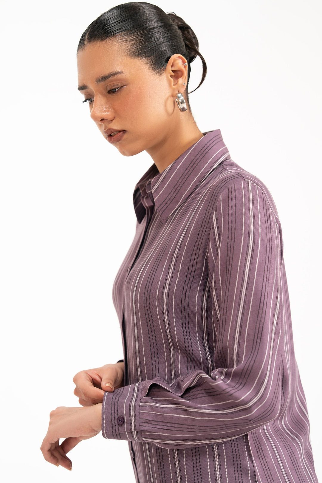 Purple Striped Long Dress