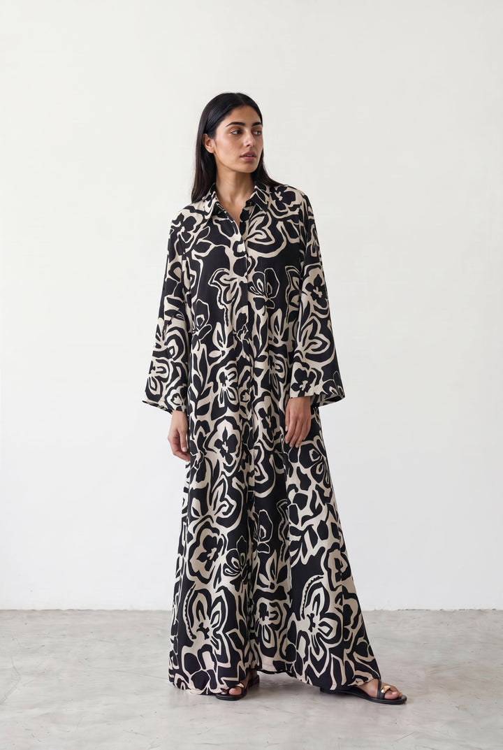 Black &amp; Beige Long Dress