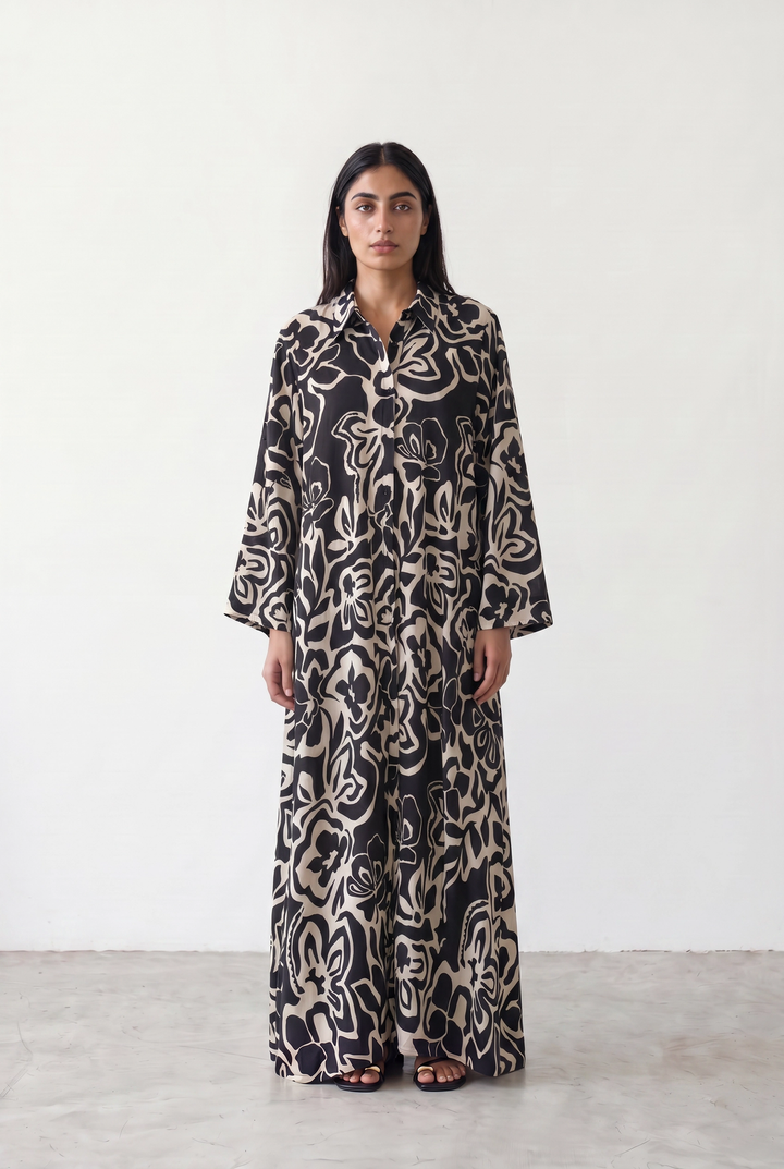 Black &amp; Beige Long Dress