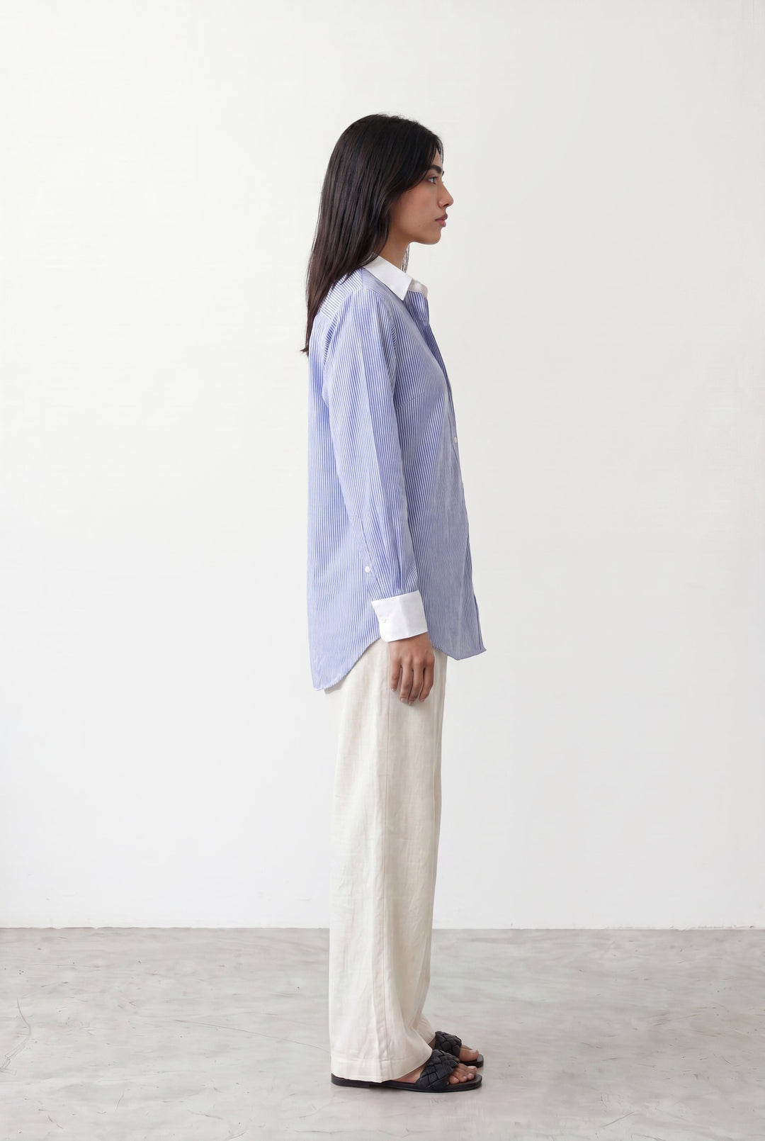 Blue  Shirt With Contrast Detail