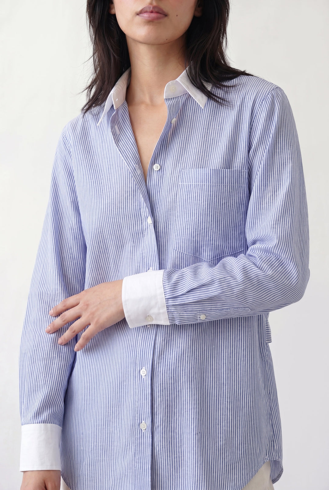 Blue  Shirt With Contrast Detail