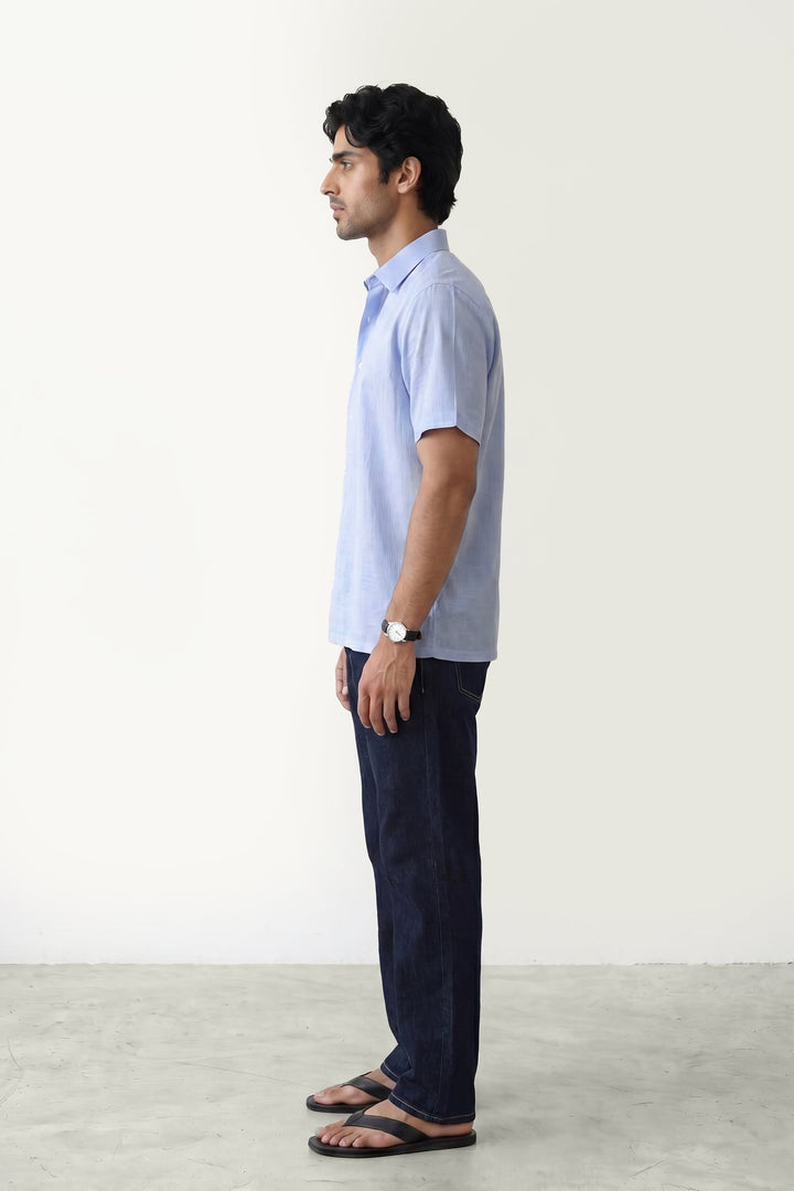 Blue Short Sleeves Shirt